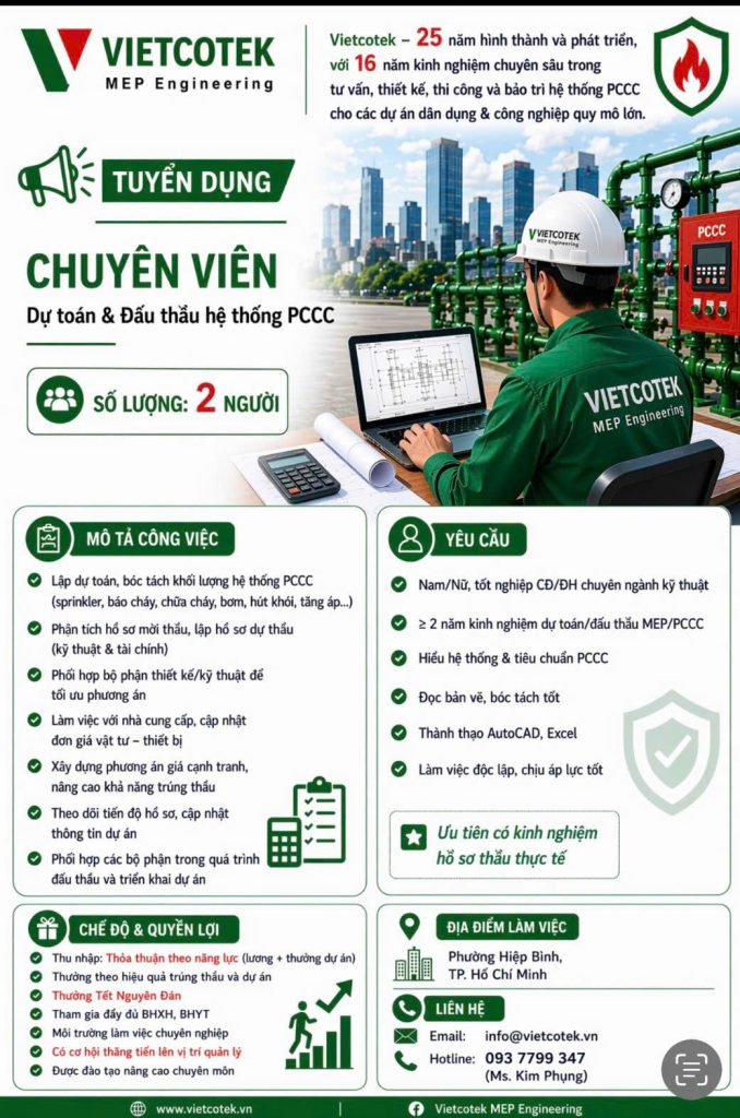Chuyên Viên Dự Toán & Đấu Thầu Hệ Thống PCCC